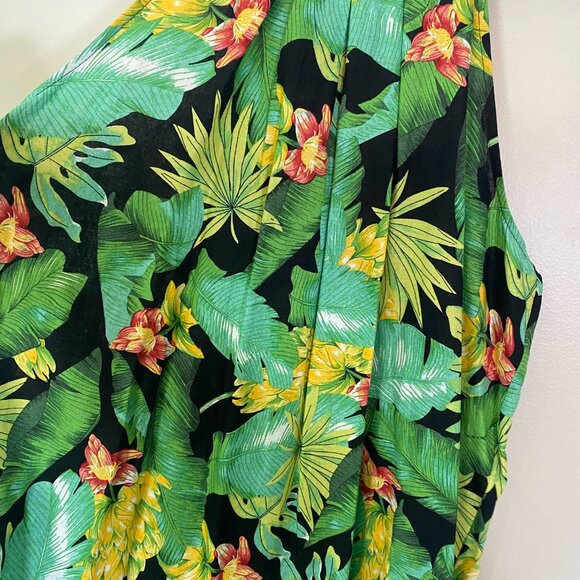 Nicole Miller Palm Print Linen Sleeveless Top - Picture 2 of 7